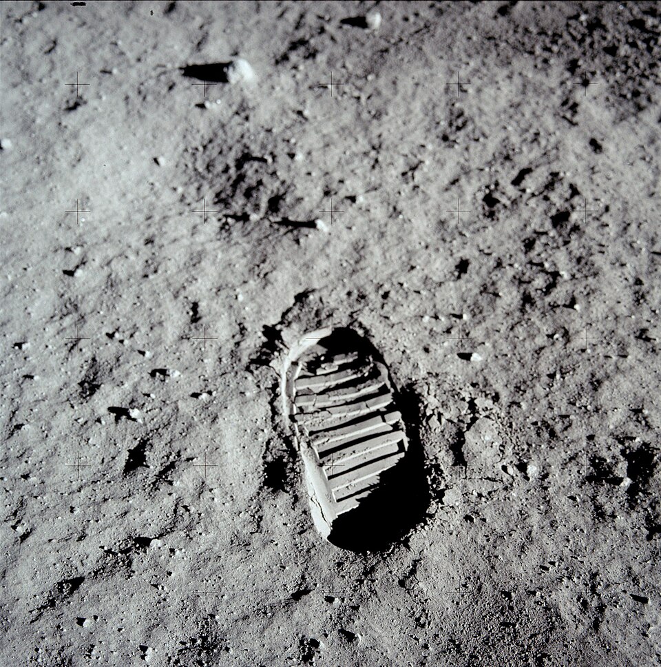 Apollo 11 bootprint on the Moon
