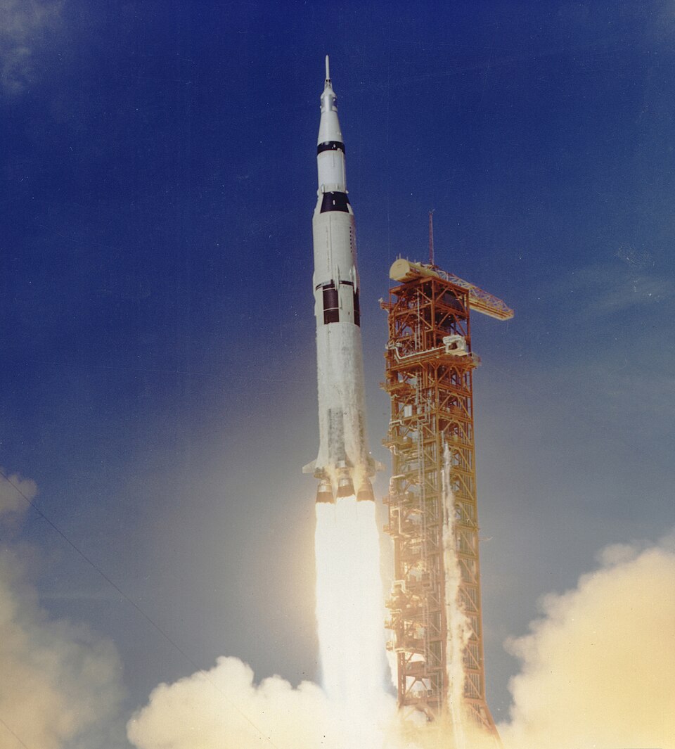 Saturn V rocket launching Apollo 11